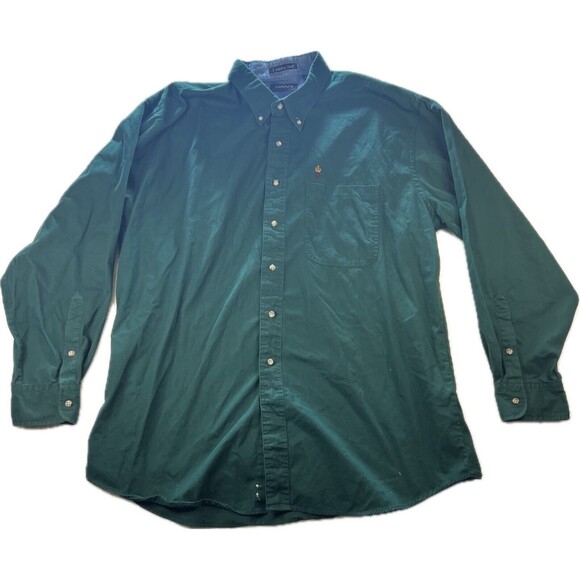GANT Men's Shirt Size 2XB Chelsea Twill Green‎ Heavy Fabric Long Sleeve - Picture 1 of 8